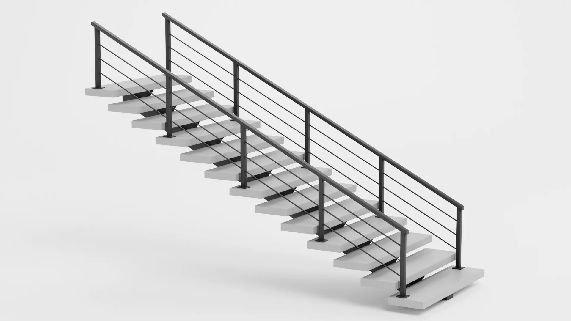 Straight Staircase V2 - Modern Interior Stairs Low-poly 3D model