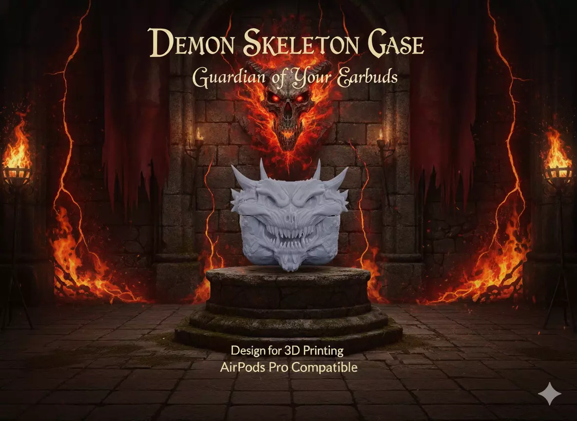 Deamon Skeleton Airpod Pro Case 3D Model   3D print model_0