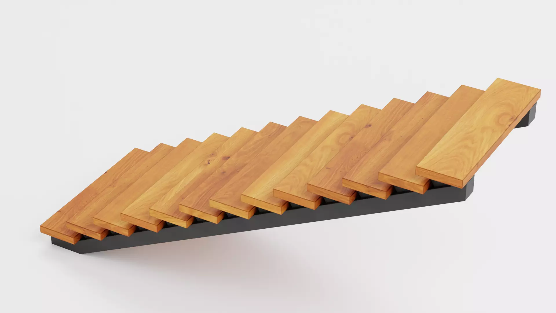 Straight Staircase V3 - Wooden Interior Stairs Low-poly 3D model_3