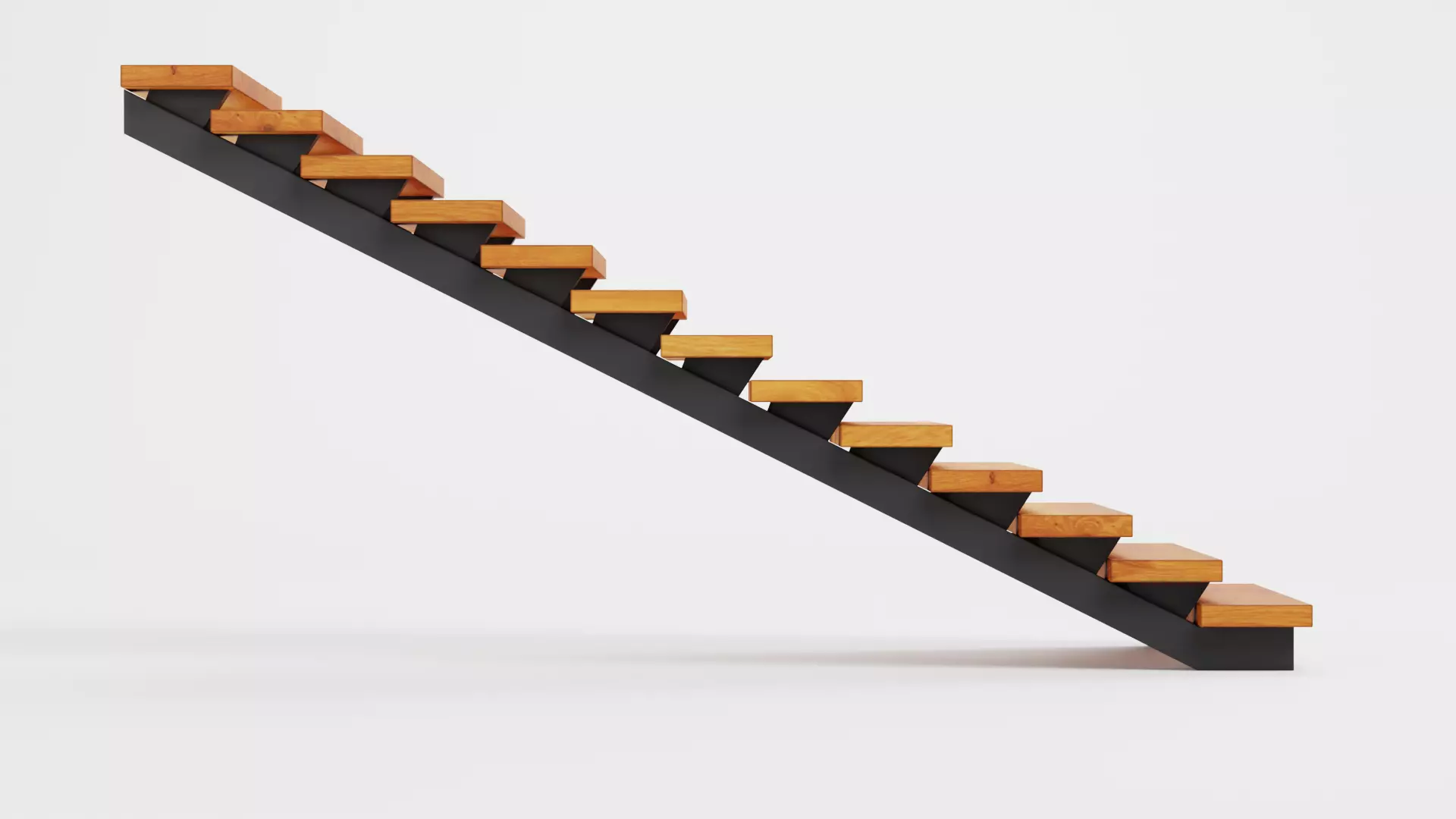 Straight Staircase V3 - Wooden Interior Stairs Low-poly 3D model_1