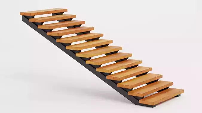 Straight Staircase V3 - Wooden Interior Stairs