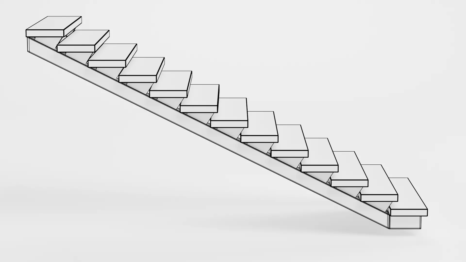 Straight Staircase V3 - Wooden Interior Stairs Low-poly 3D model_8