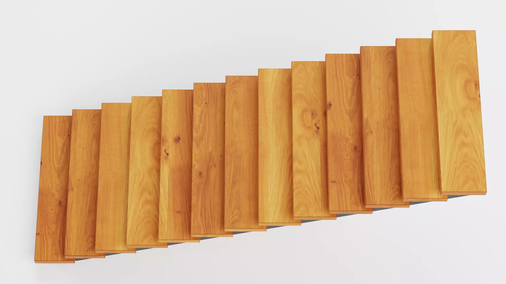 Straight Staircase V3 - Wooden Interior Stairs Low-poly 3D model_4