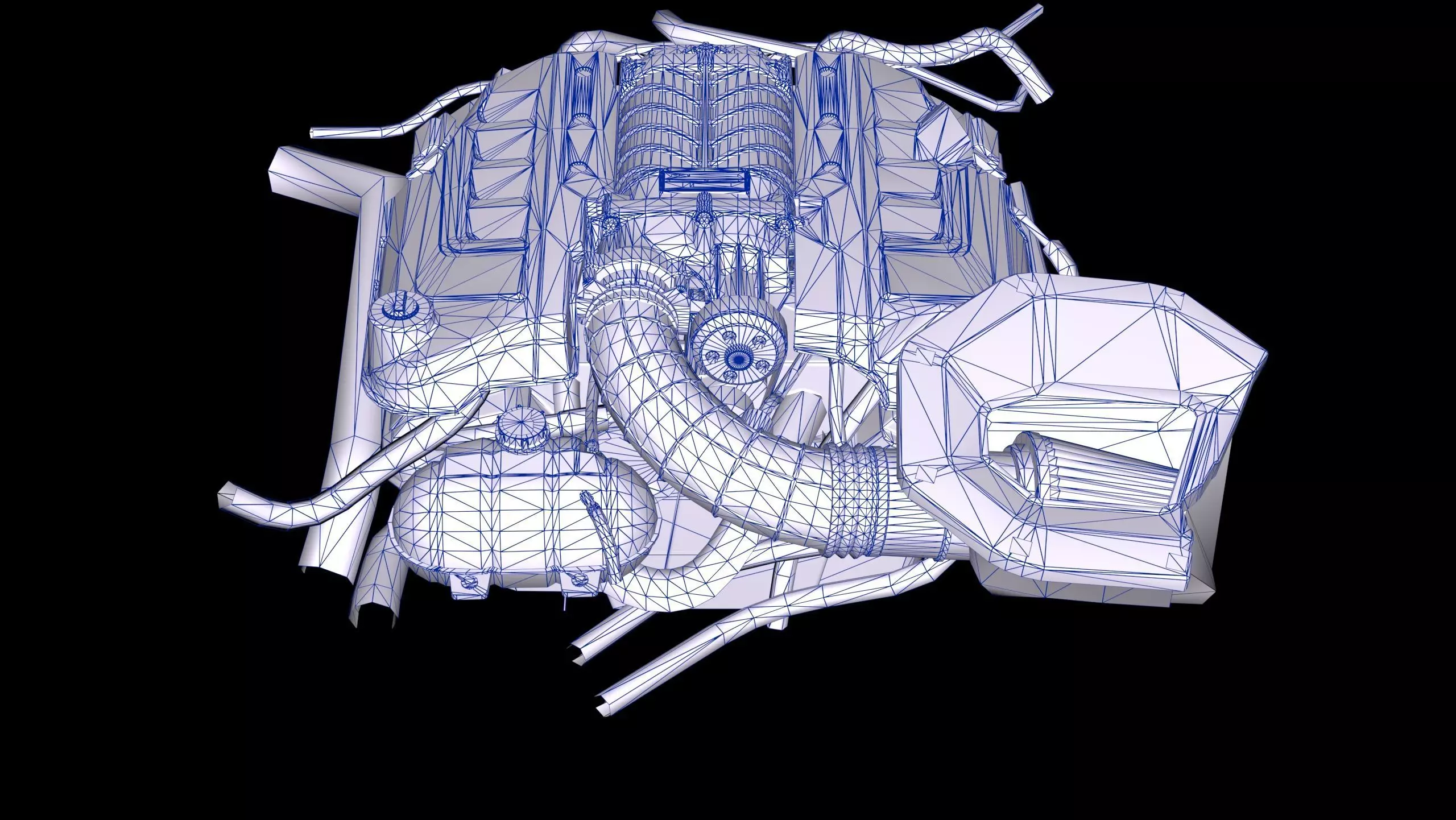 Roush 5L Supercharged V8 Engine Low-poly 3D model_13