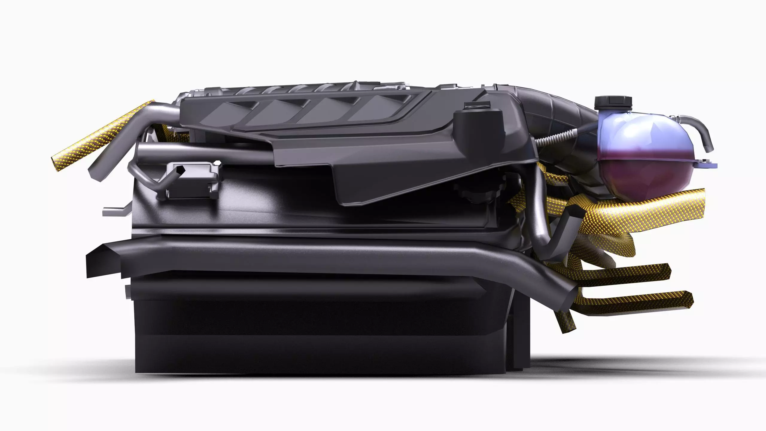 Roush 5L Supercharged V8 Engine Low-poly 3D model_3