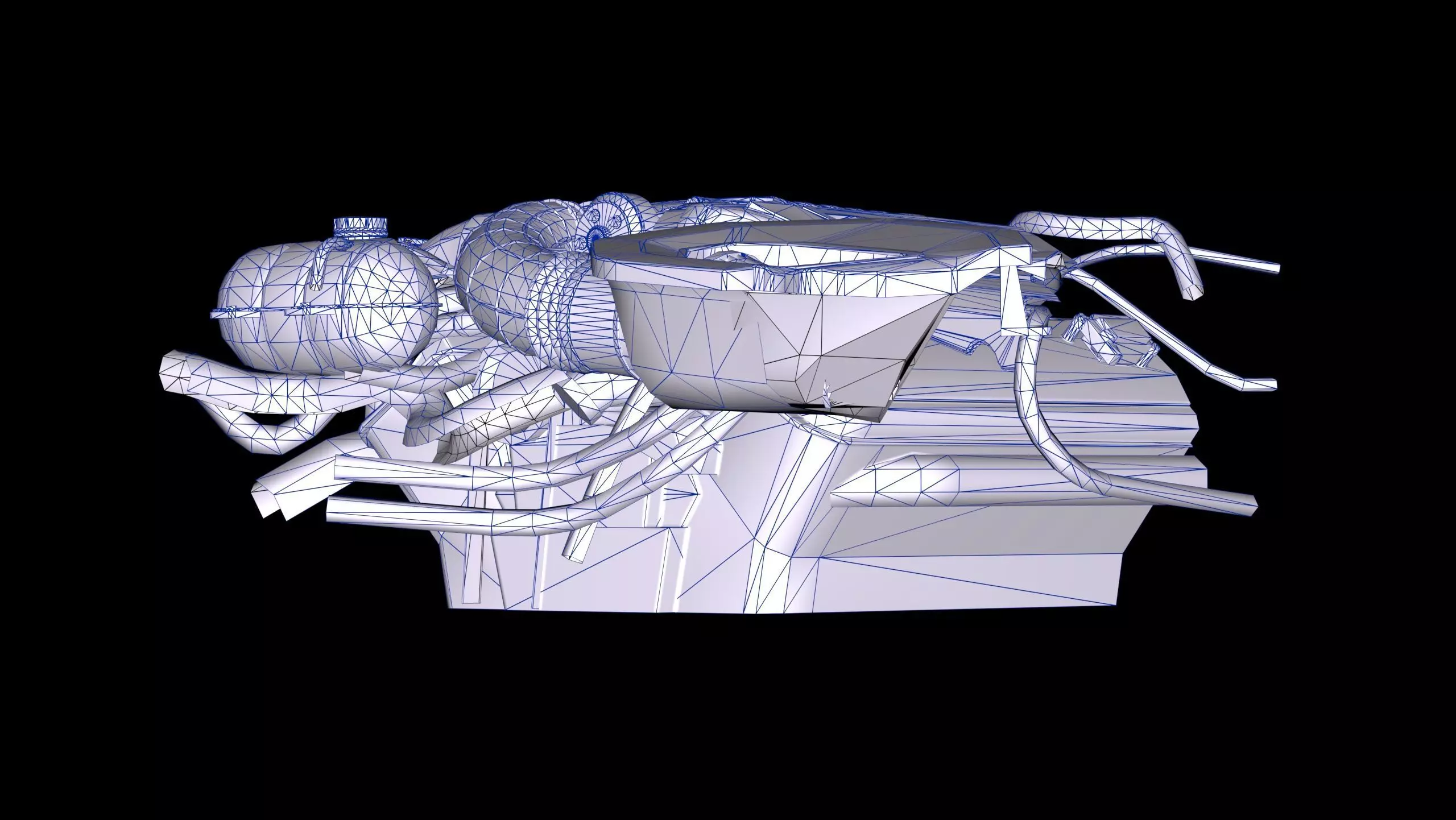Roush 5L Supercharged V8 Engine Low-poly 3D model_16