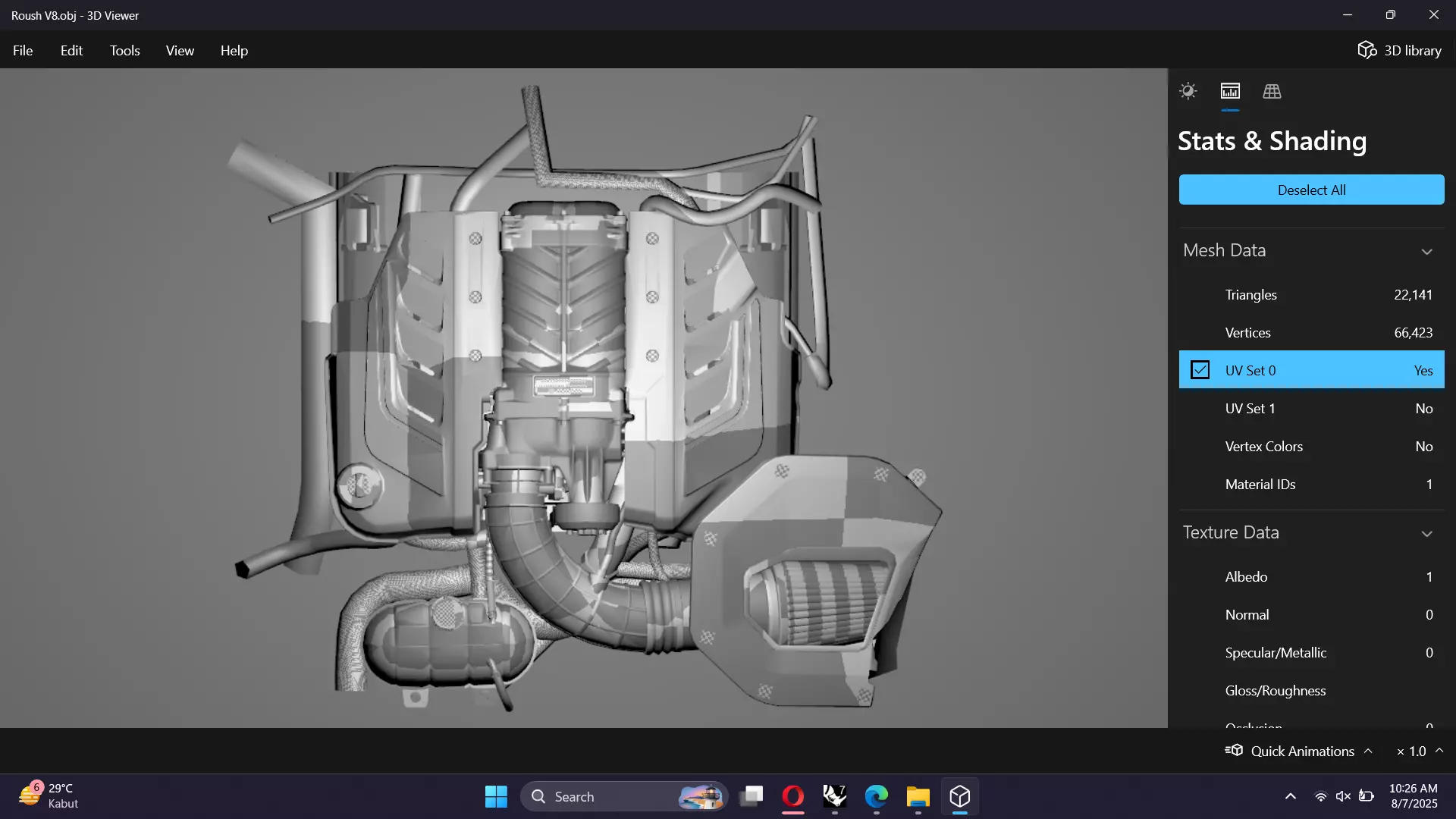 Roush 5L Supercharged V8 Engine Low-poly 3D model_21