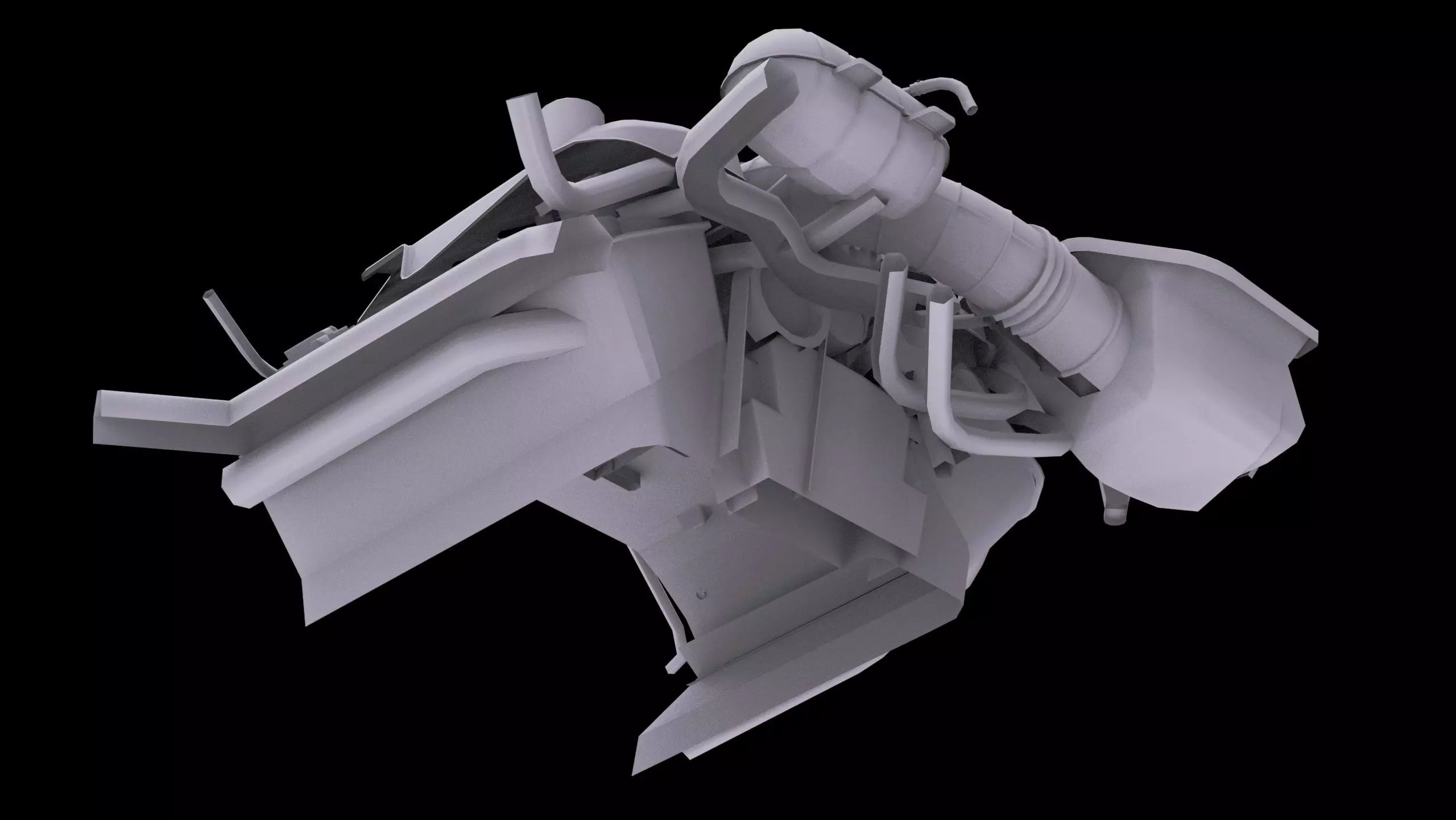 Roush 5L Supercharged V8 Engine Low-poly 3D model_11