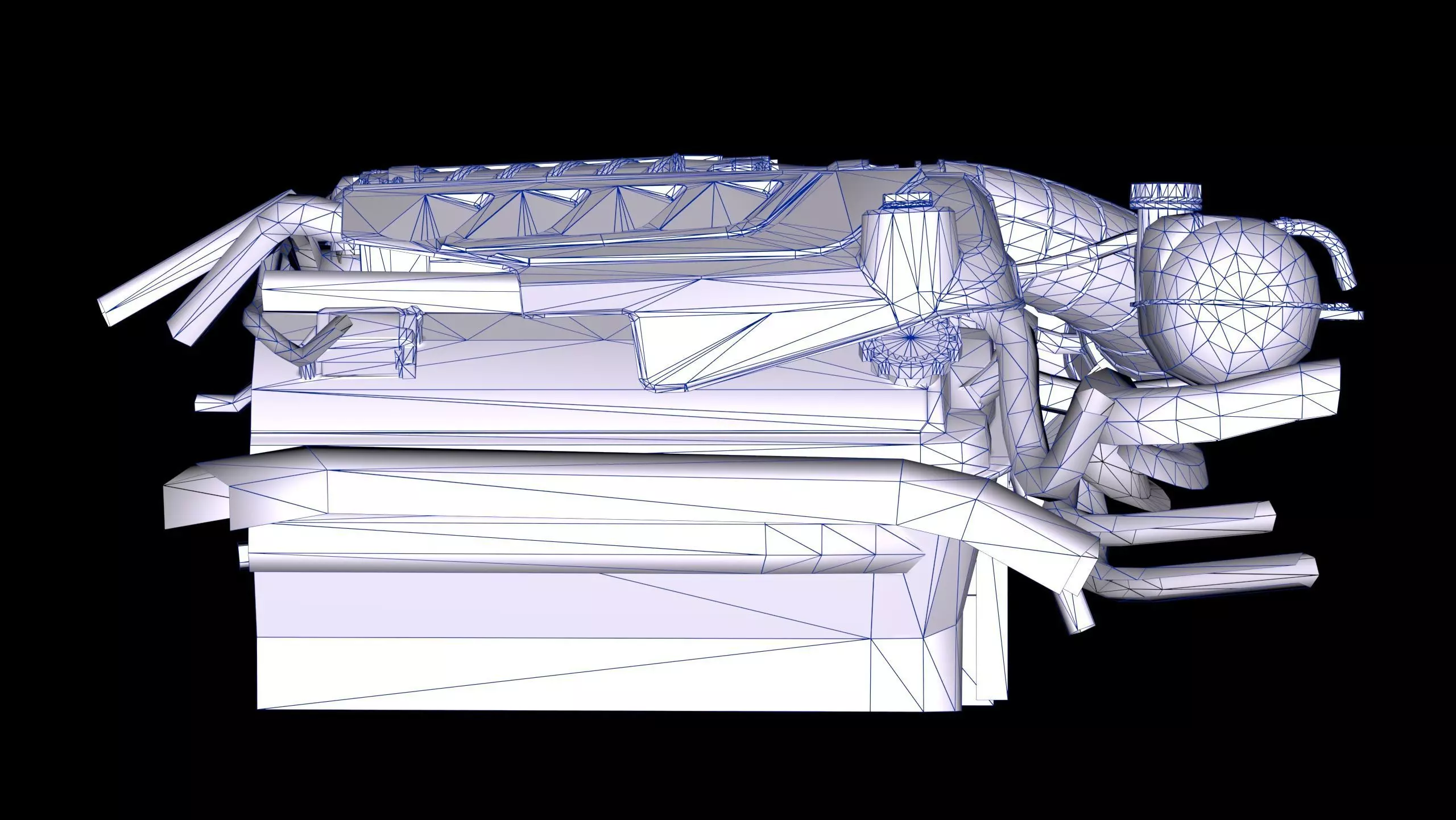 Roush 5L Supercharged V8 Engine Low-poly 3D model_15