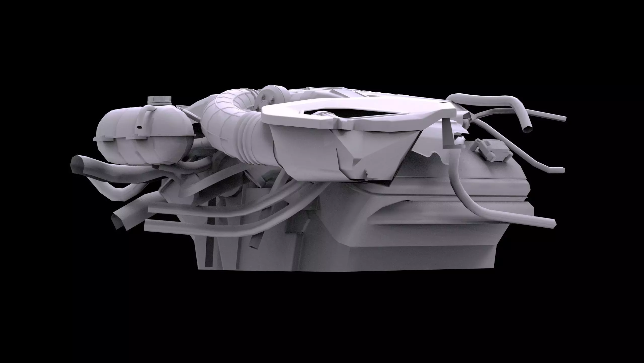 Roush 5L Supercharged V8 Engine Low-poly 3D model_10