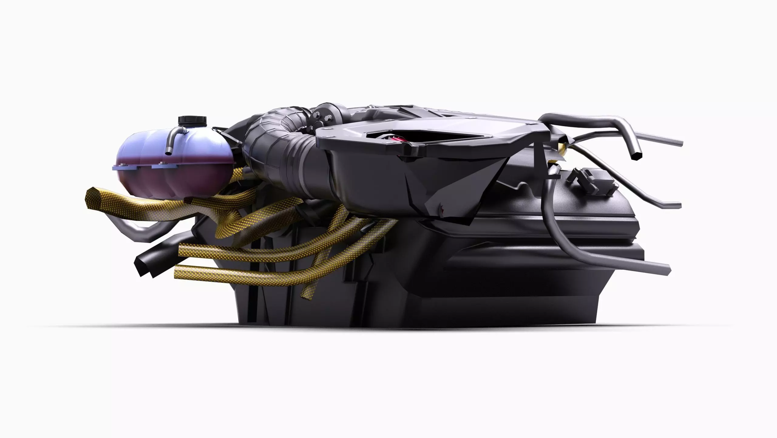 Roush 5L Supercharged V8 Engine Low-poly 3D model_4