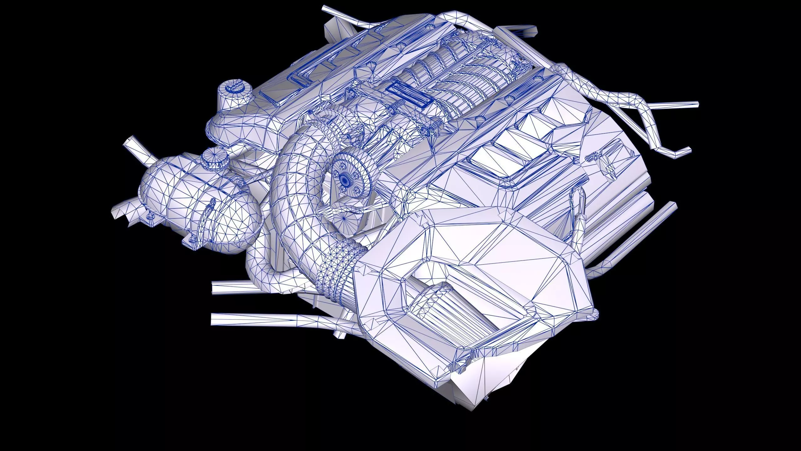 Roush 5L Supercharged V8 Engine Low-poly 3D model_12