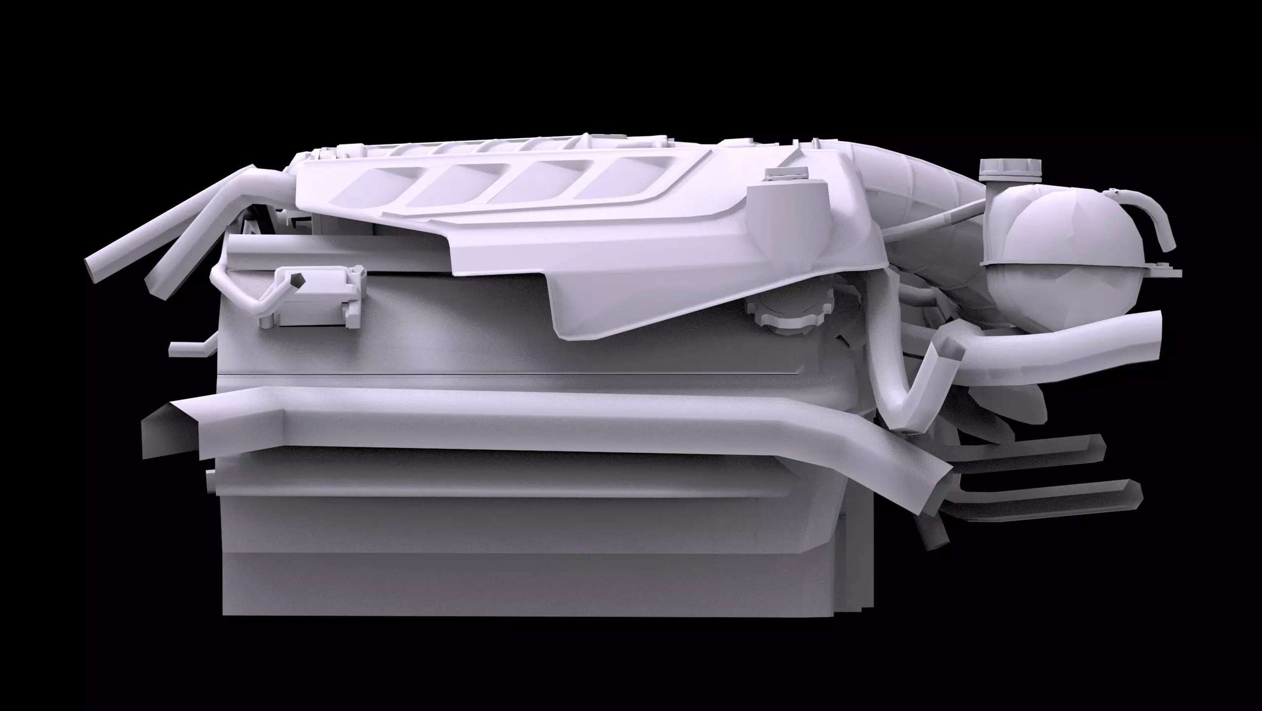 Roush 5L Supercharged V8 Engine Low-poly 3D model_9