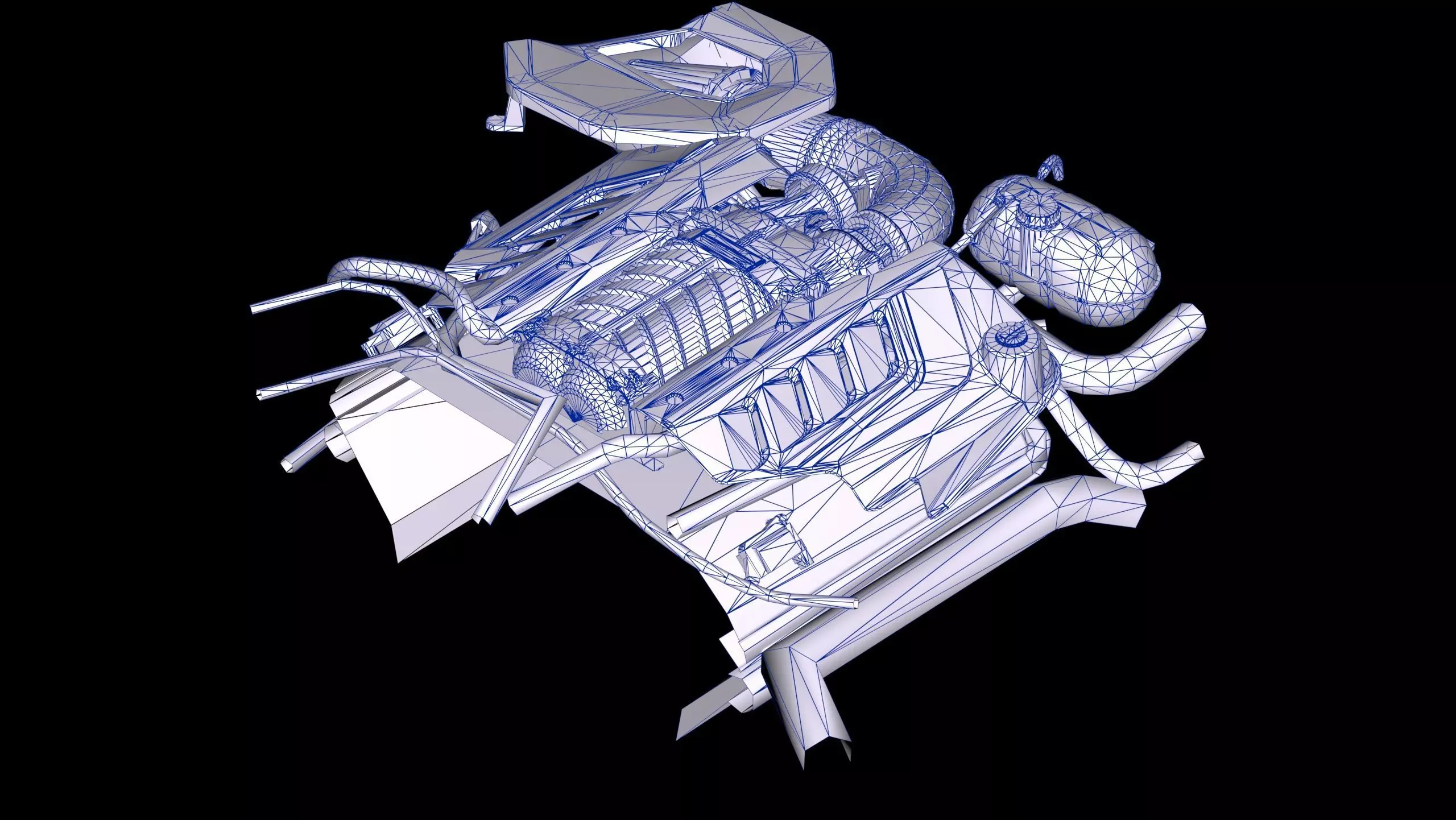 Roush 5L Supercharged V8 Engine Low-poly 3D model_14