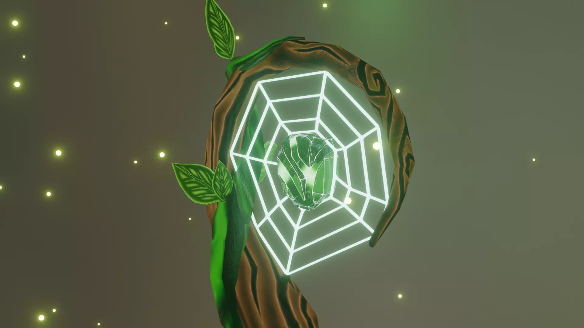 Druid Staff Stylized Low-poly 3D model_3