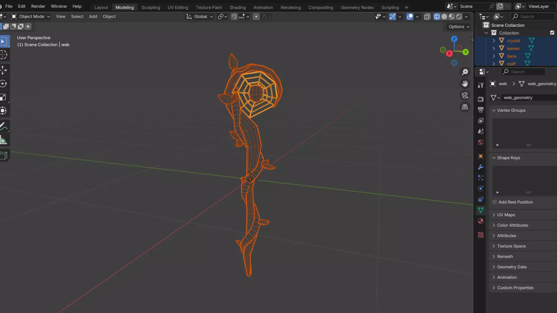 Druid Staff Stylized Low-poly 3D model_11