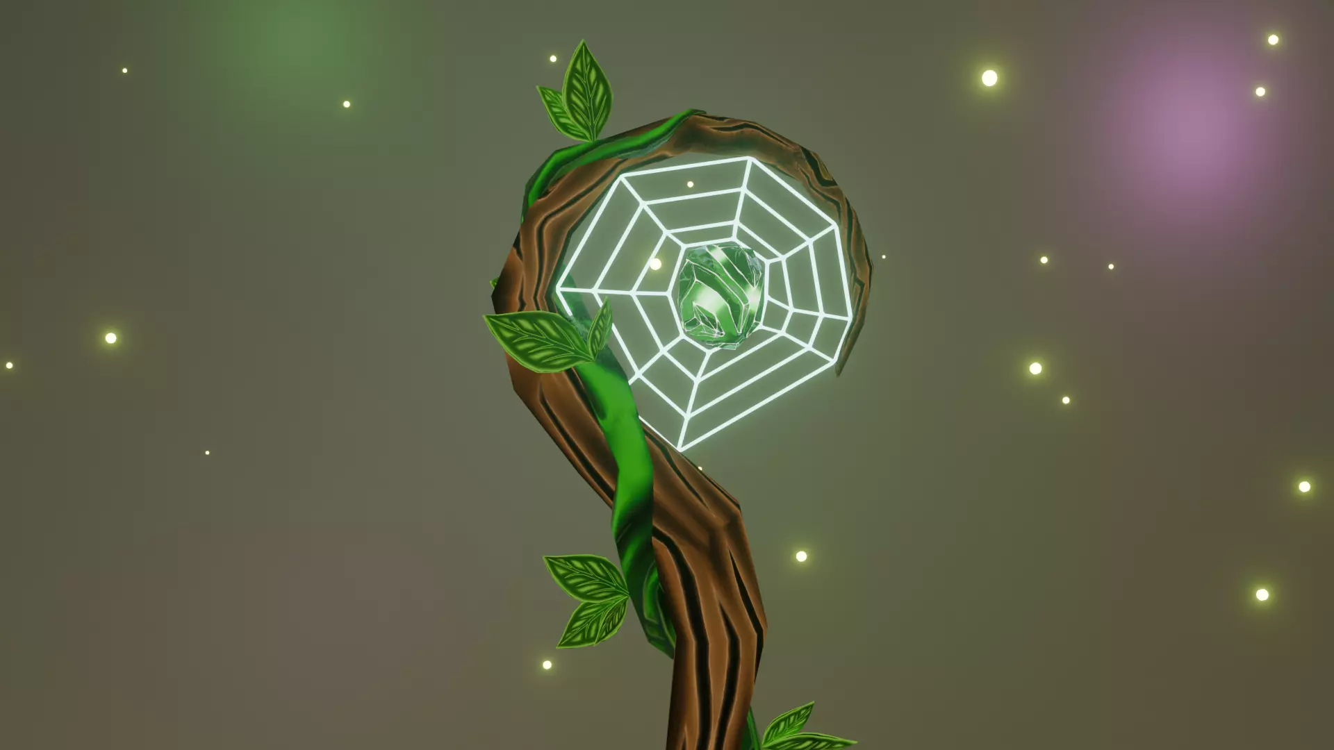 Druid Staff Stylized Low-poly 3D model_2
