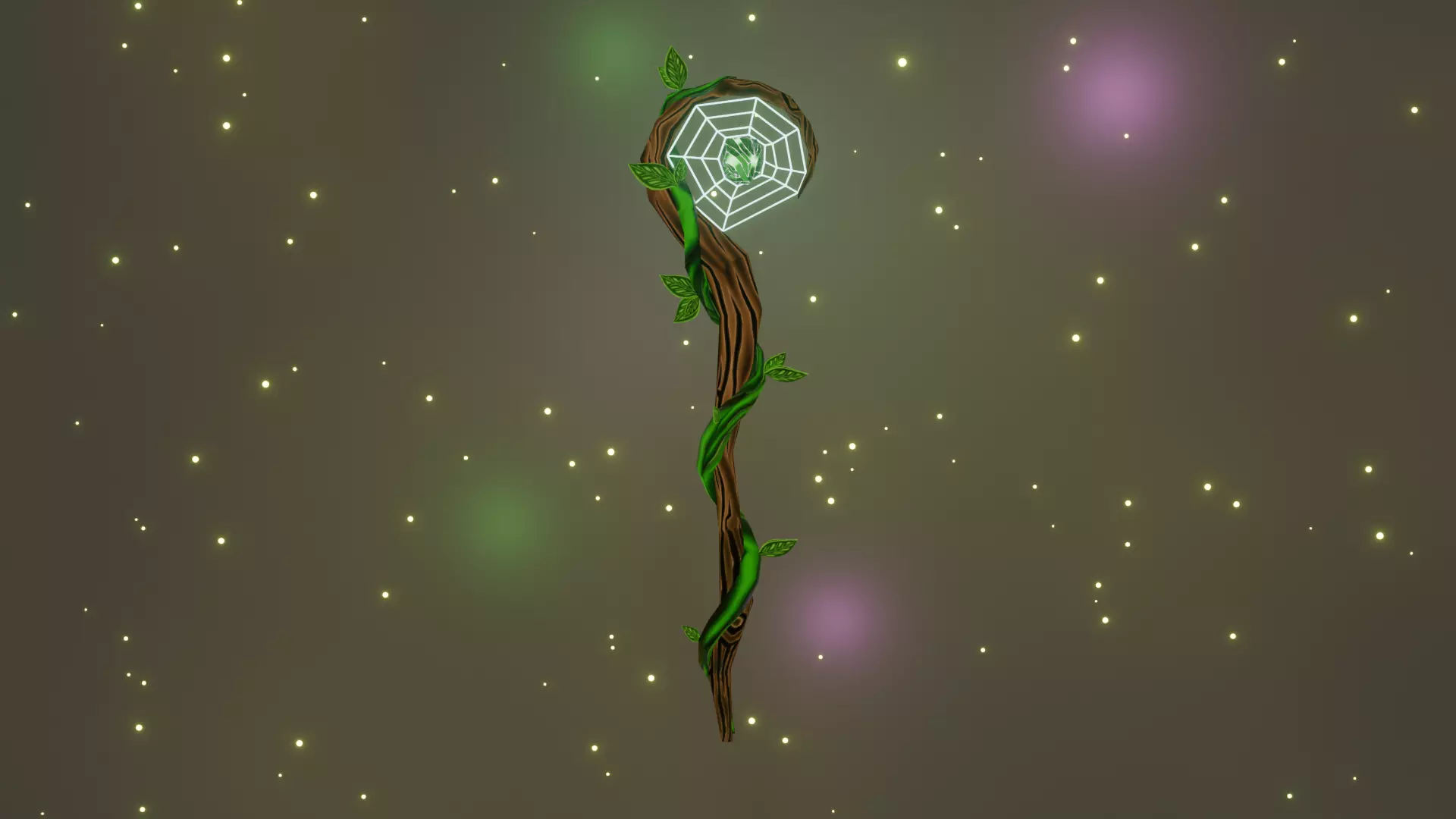 Druid Staff Stylized Low-poly 3D model_1
