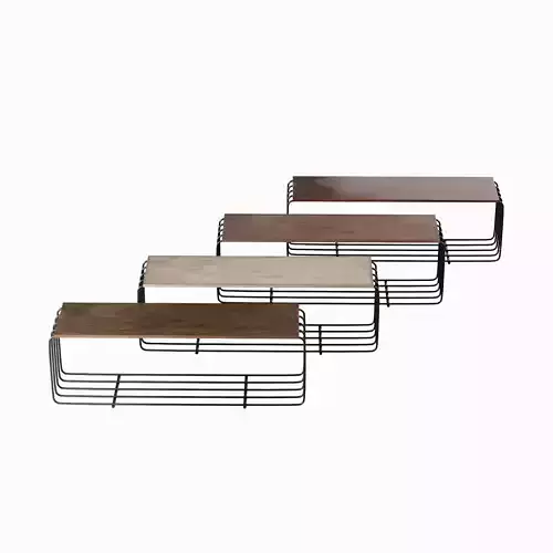 Fence Bench Set Low-poly 3D model