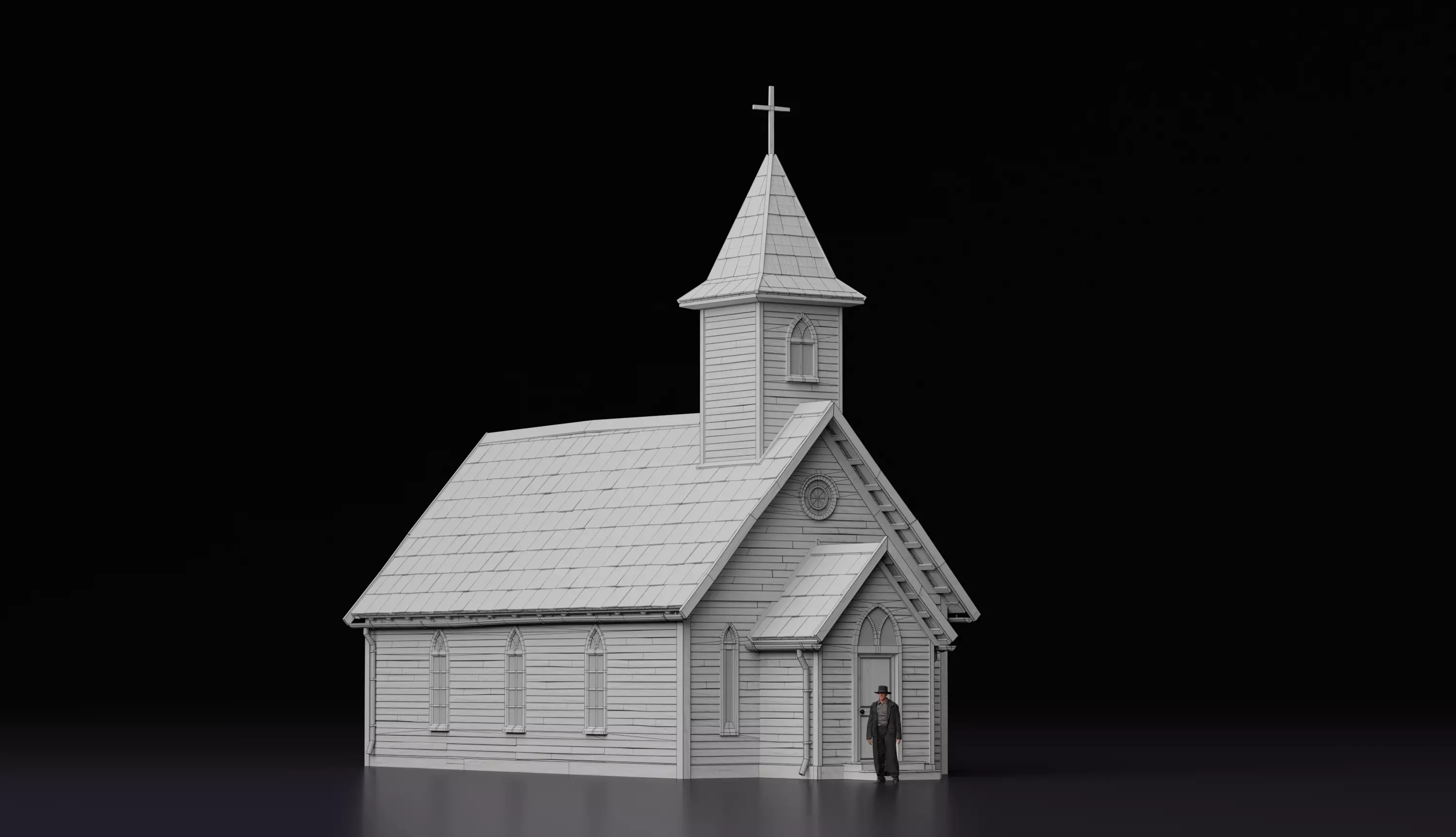 Wild West Building Church A 3D model_1