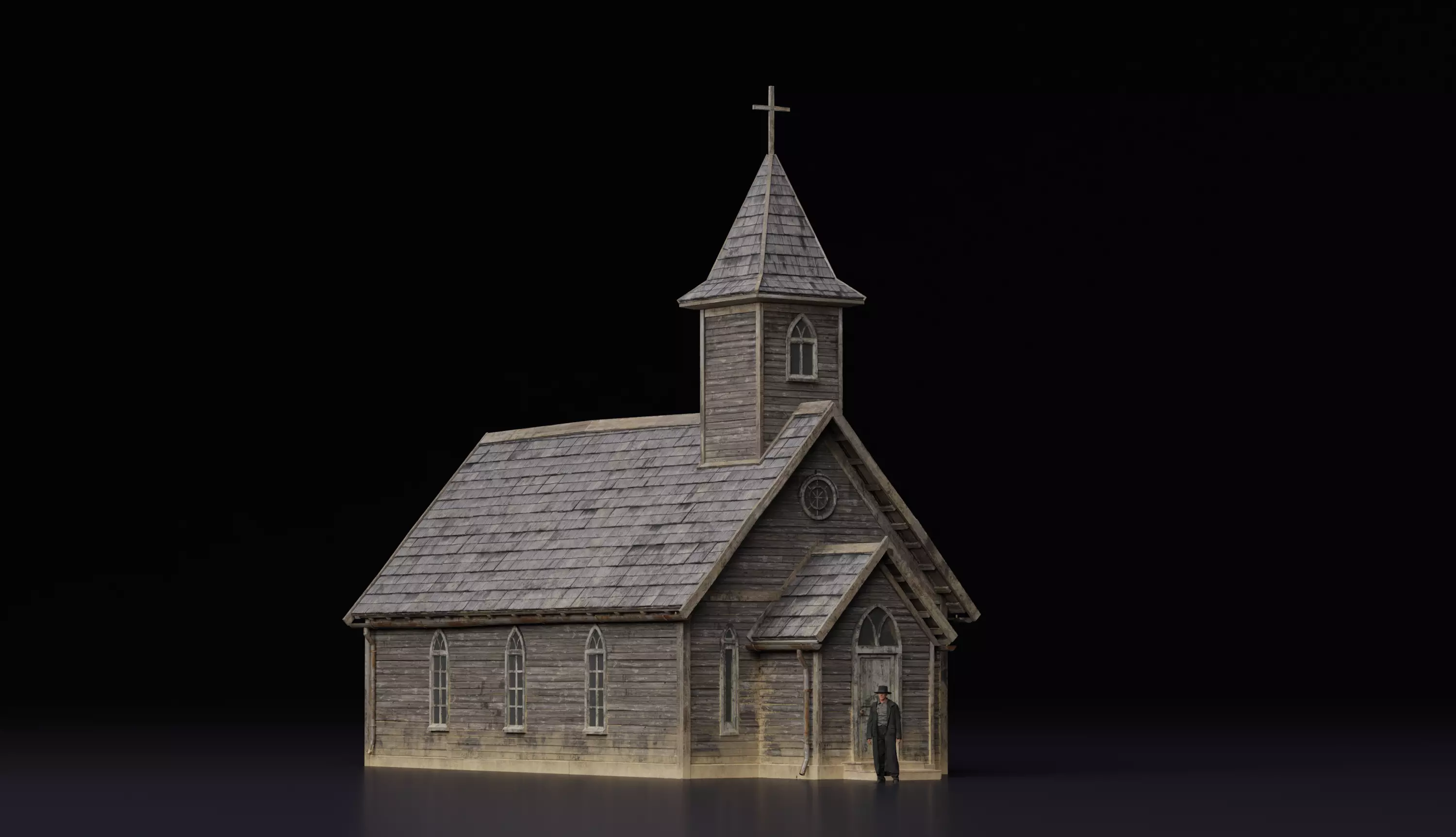 Wild West Building Church A 3D model_0