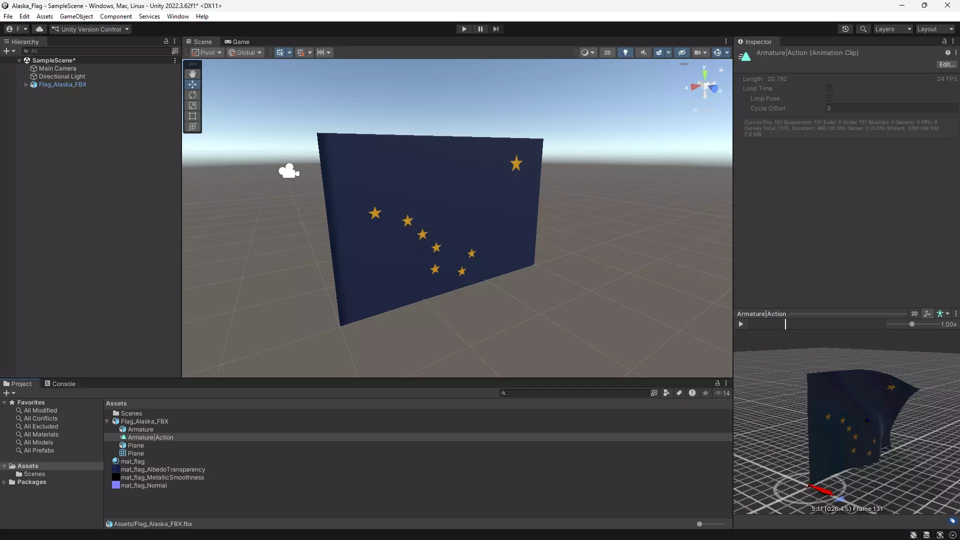Animated Alaska Flag Rigged And Game Ready Low-poly 3D model_5