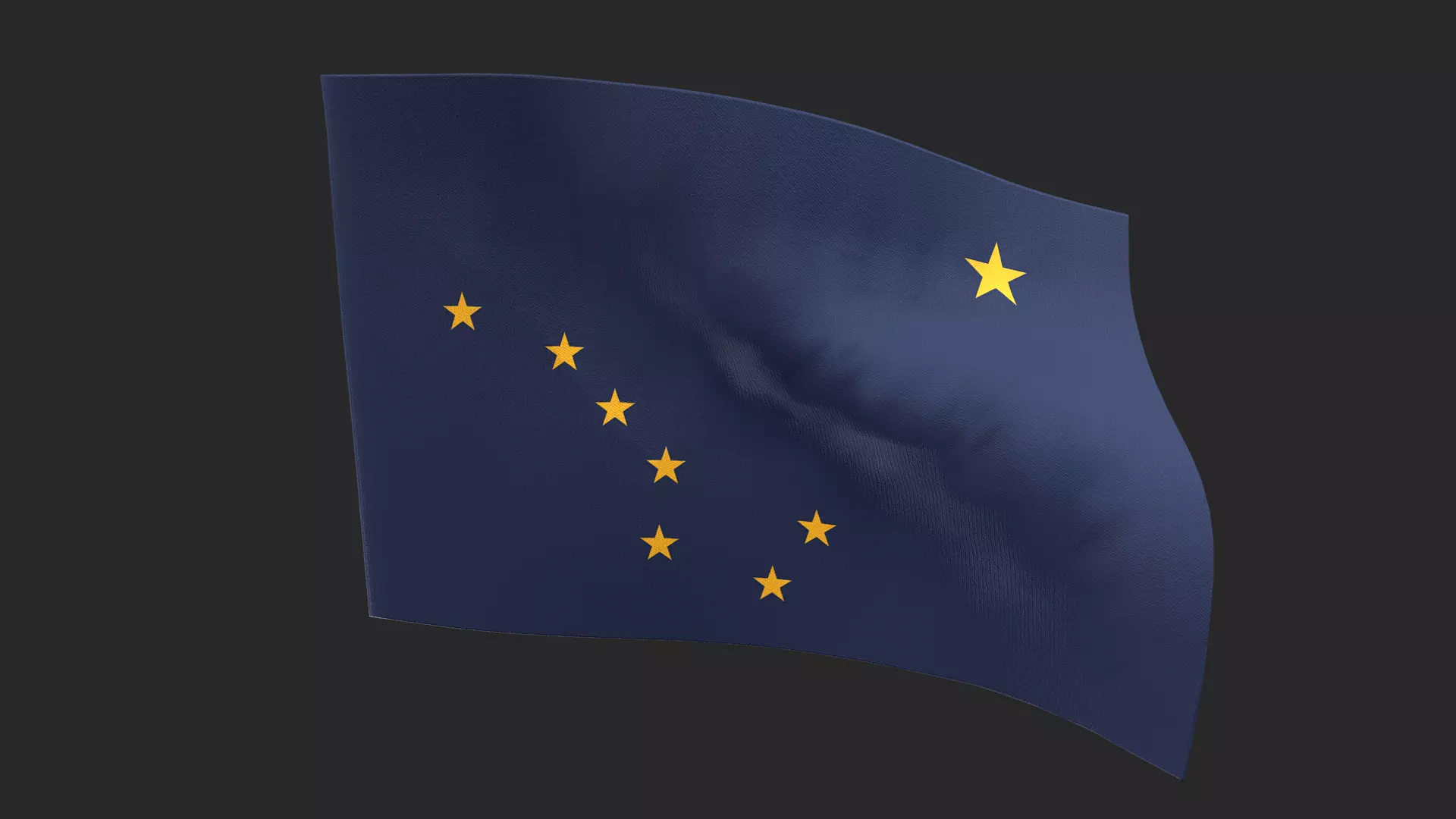 Animated Alaska Flag Rigged And Game Ready Low-poly 3D model_0