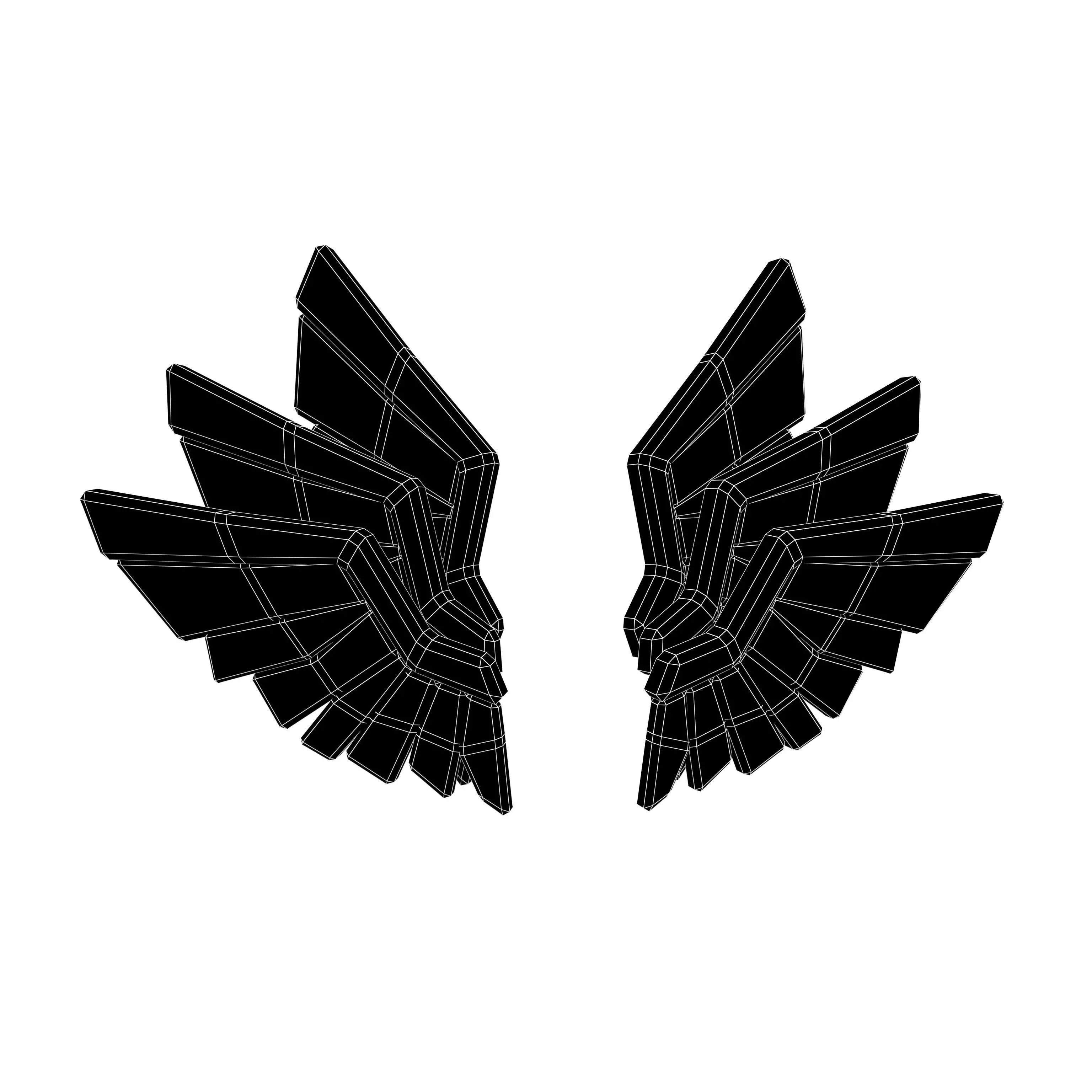 Low Poly Wings v10 005 Low-poly 3D model_5