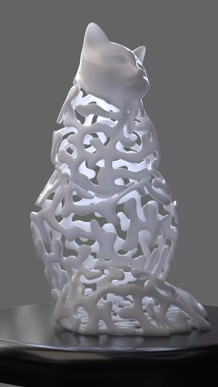 Ornamented Cat 3D print model_0