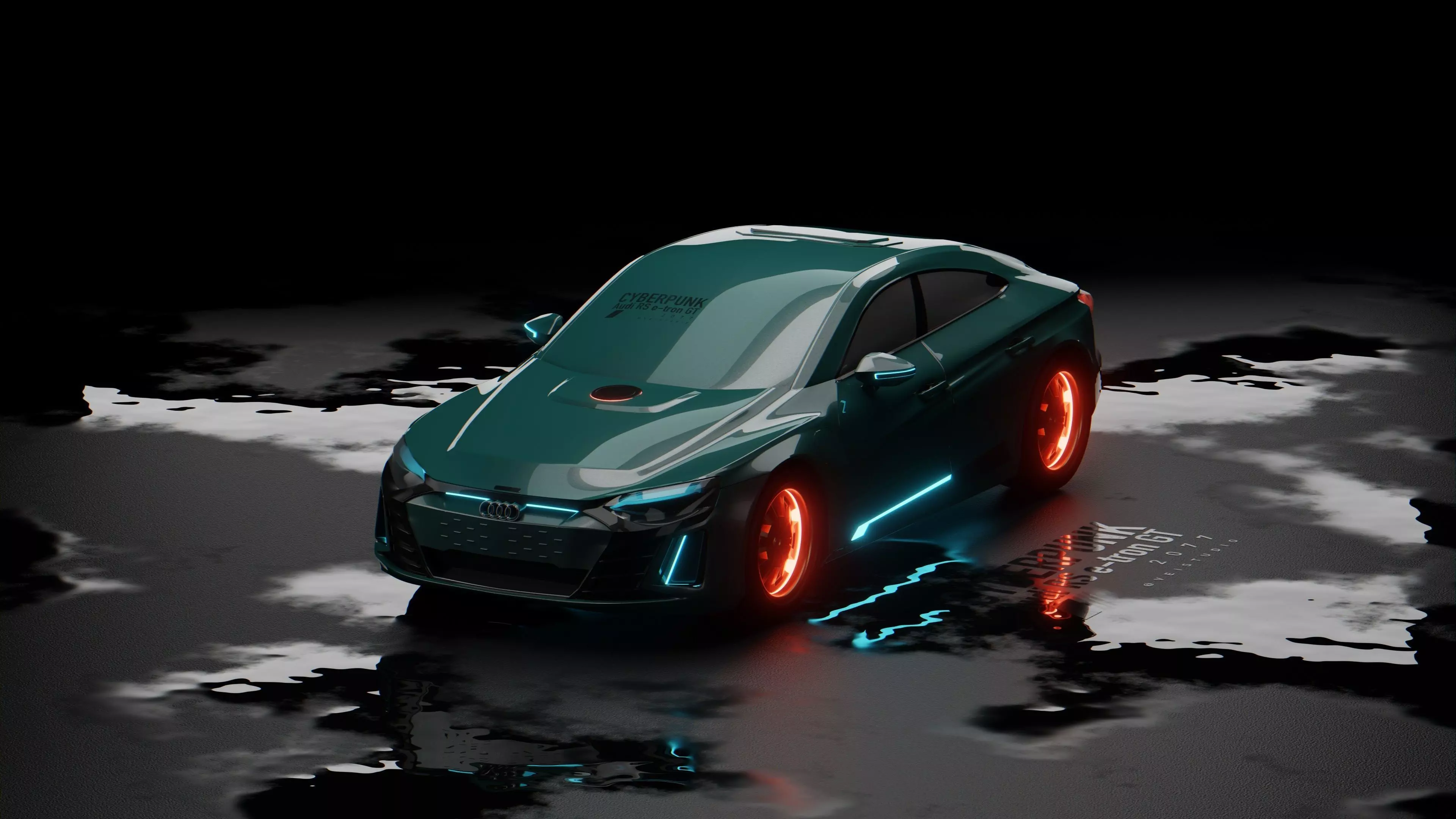 Cyberpunk-style Audi e-tron GT Sedan Low-poly 3D model