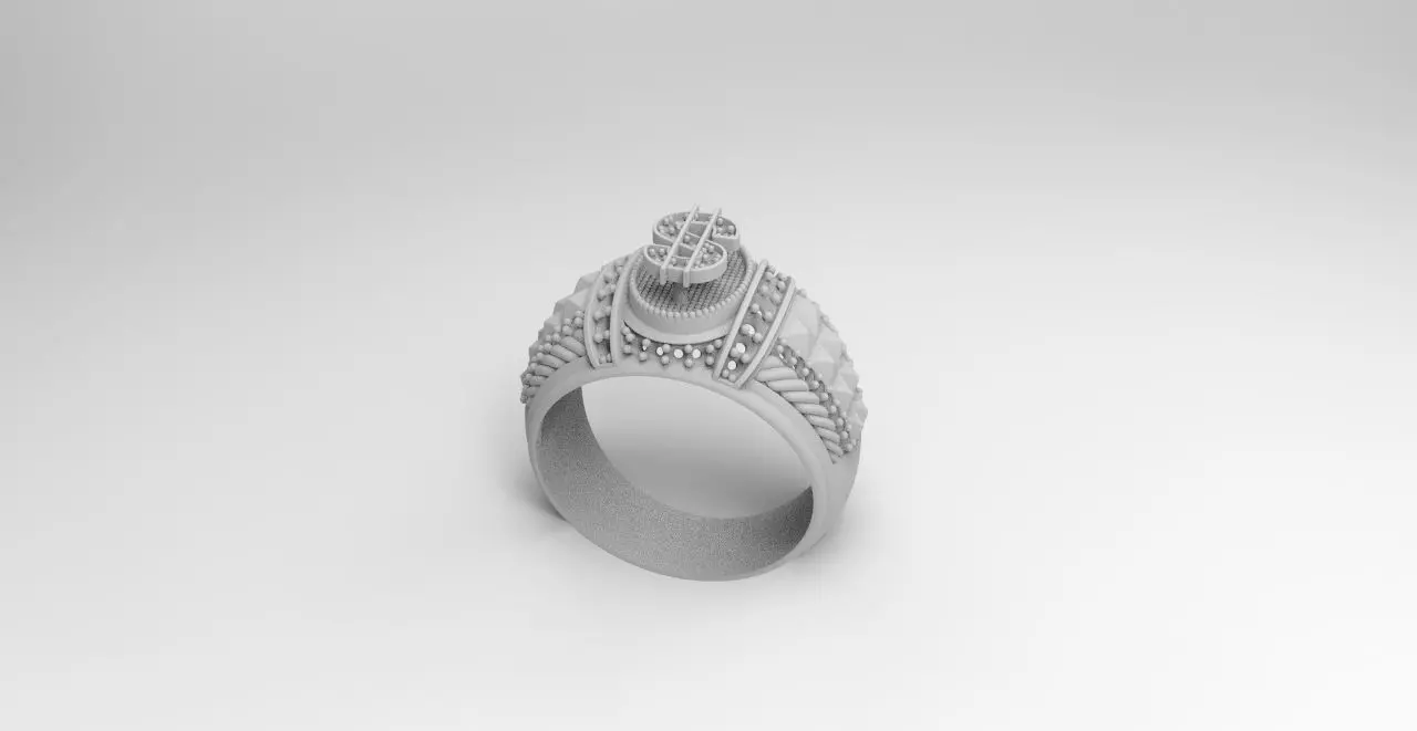 anillo signo pesos  3D print model_3