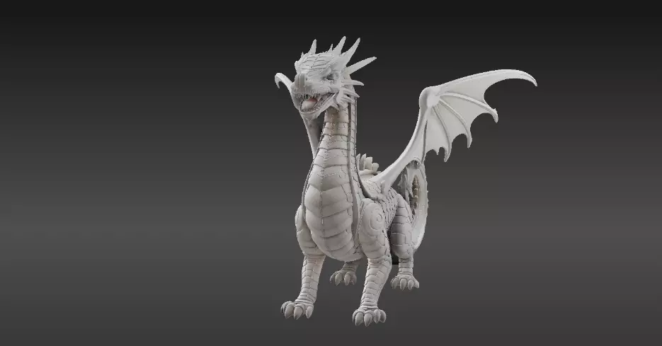 Articulated Dragon Miniature 3D Print Model Fantasy Creature Low-poly 3D model_5
