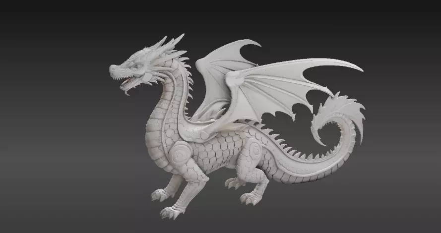 Articulated Dragon Miniature 3D Print Model Fantasy Creature Low-poly 3D model_4