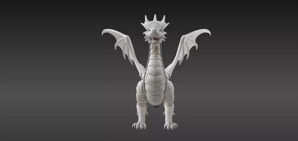 Articulated Dragon Miniature 3D Print Model Fantasy Creature Low-poly 3D model_1