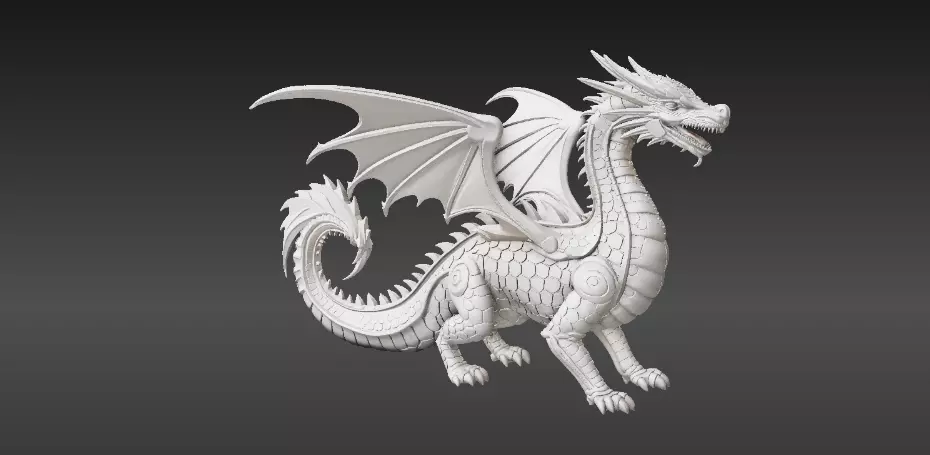 Articulated Dragon Miniature 3D Print Model Fantasy Creature Low-poly 3D model_2
