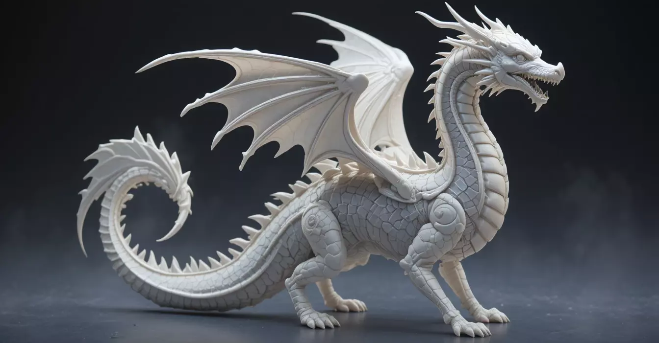 Articulated Dragon Miniature 3D Print Model Fantasy Creature Low-poly 3D model_0