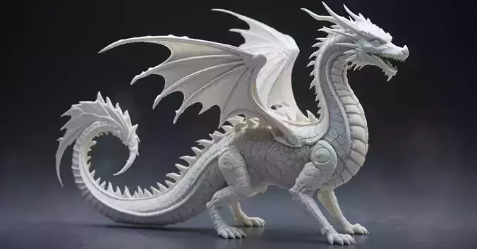 Articulated Dragon Miniature 3D Print Model Fantasy Creature Low-poly 3D model