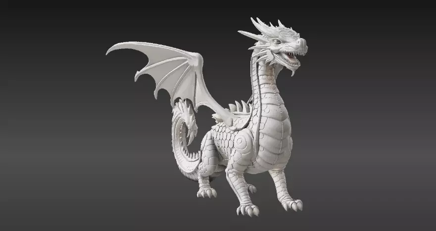 Articulated Dragon Miniature 3D Print Model Fantasy Creature Low-poly 3D model_6