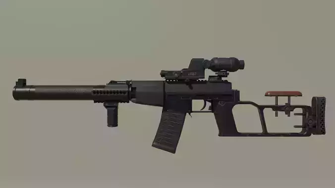VSS Vintorez Suppresed Tactical Sniper Rifle Low-poly 3D model