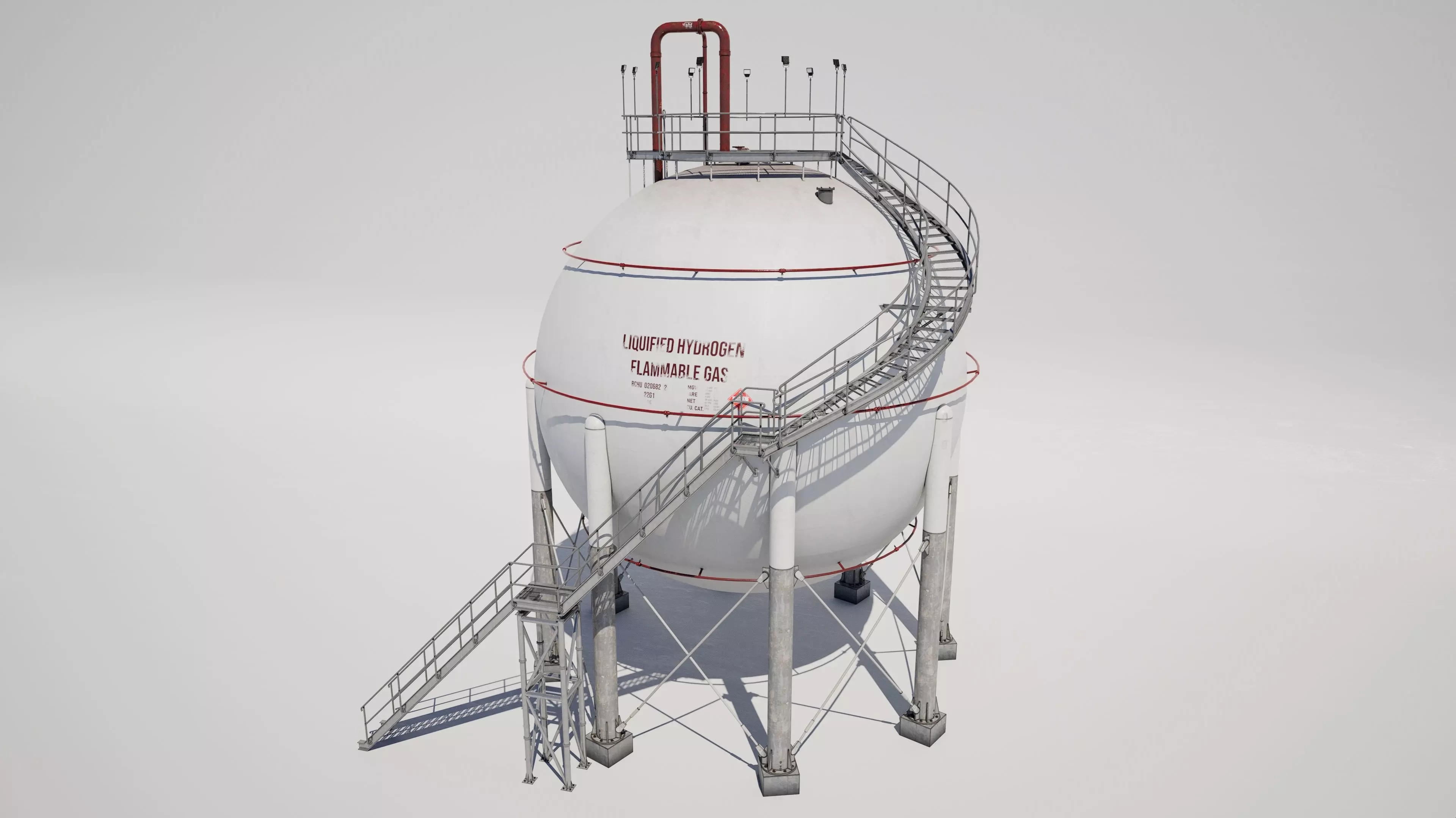 Industrial Liquified Hydrogen Flammable Gas Storage Tank 3D model