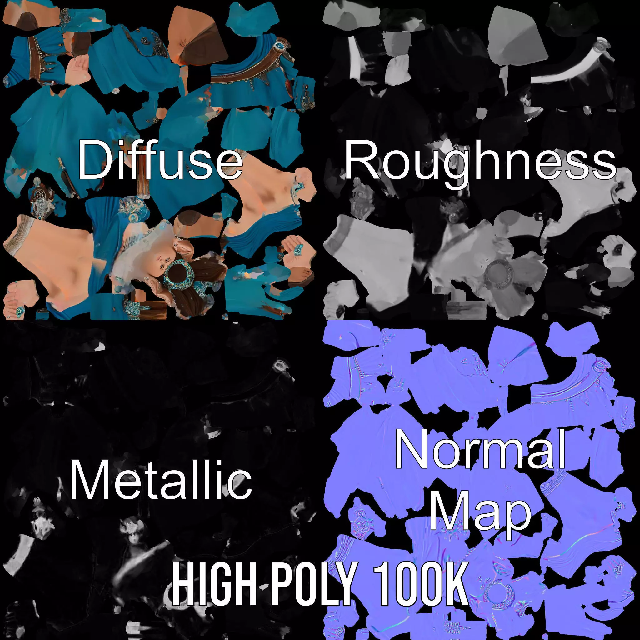 Elegant Elven Warrior model pack Low-poly 3D model_4