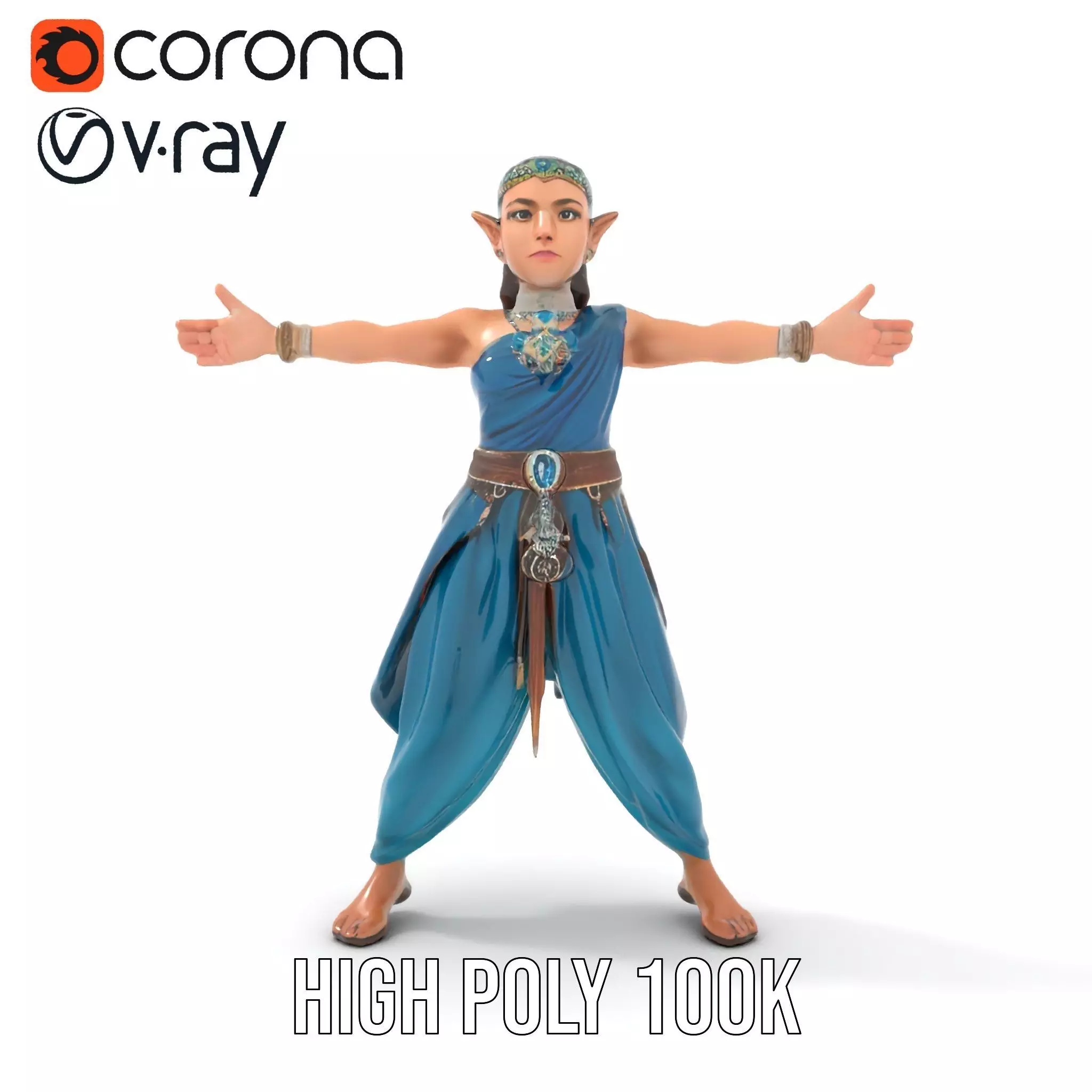 Elegant Elven Warrior model pack Low-poly 3D model_30