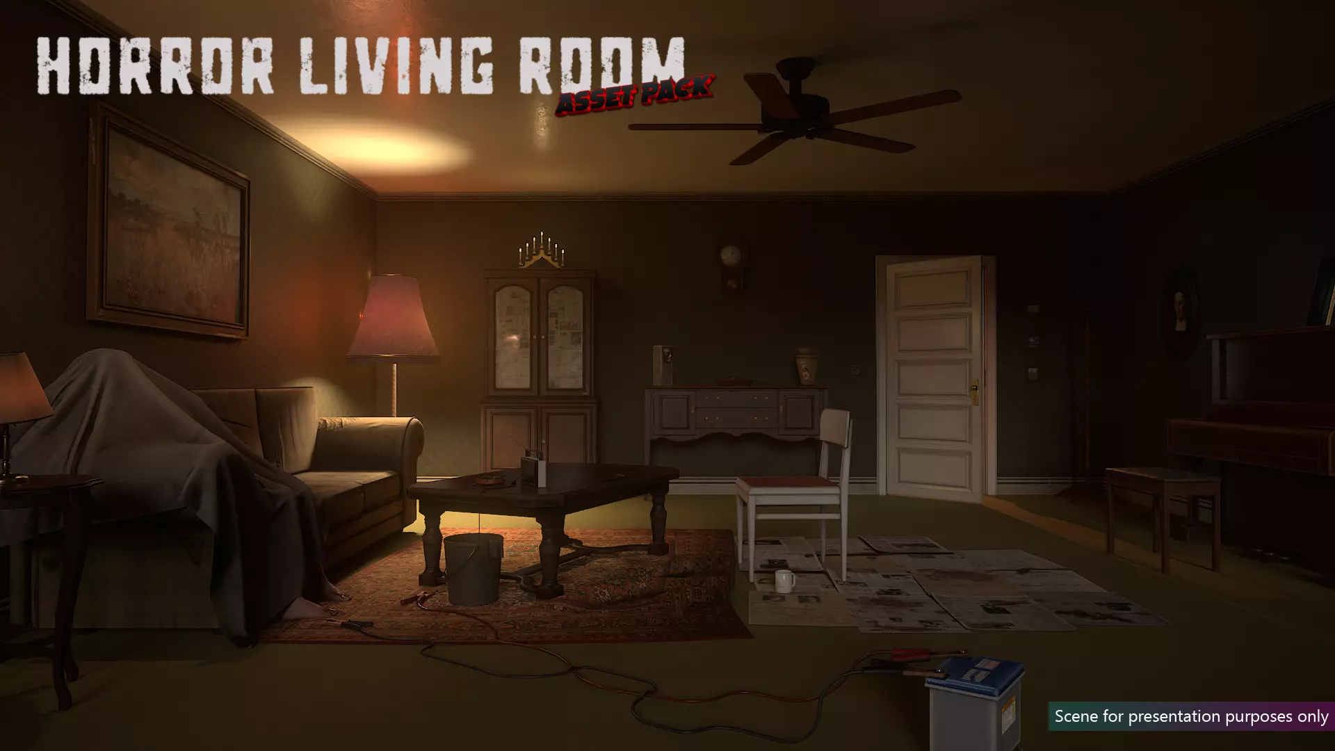 Low-Poly Horror Living Room Pack Low-poly 3D model_0