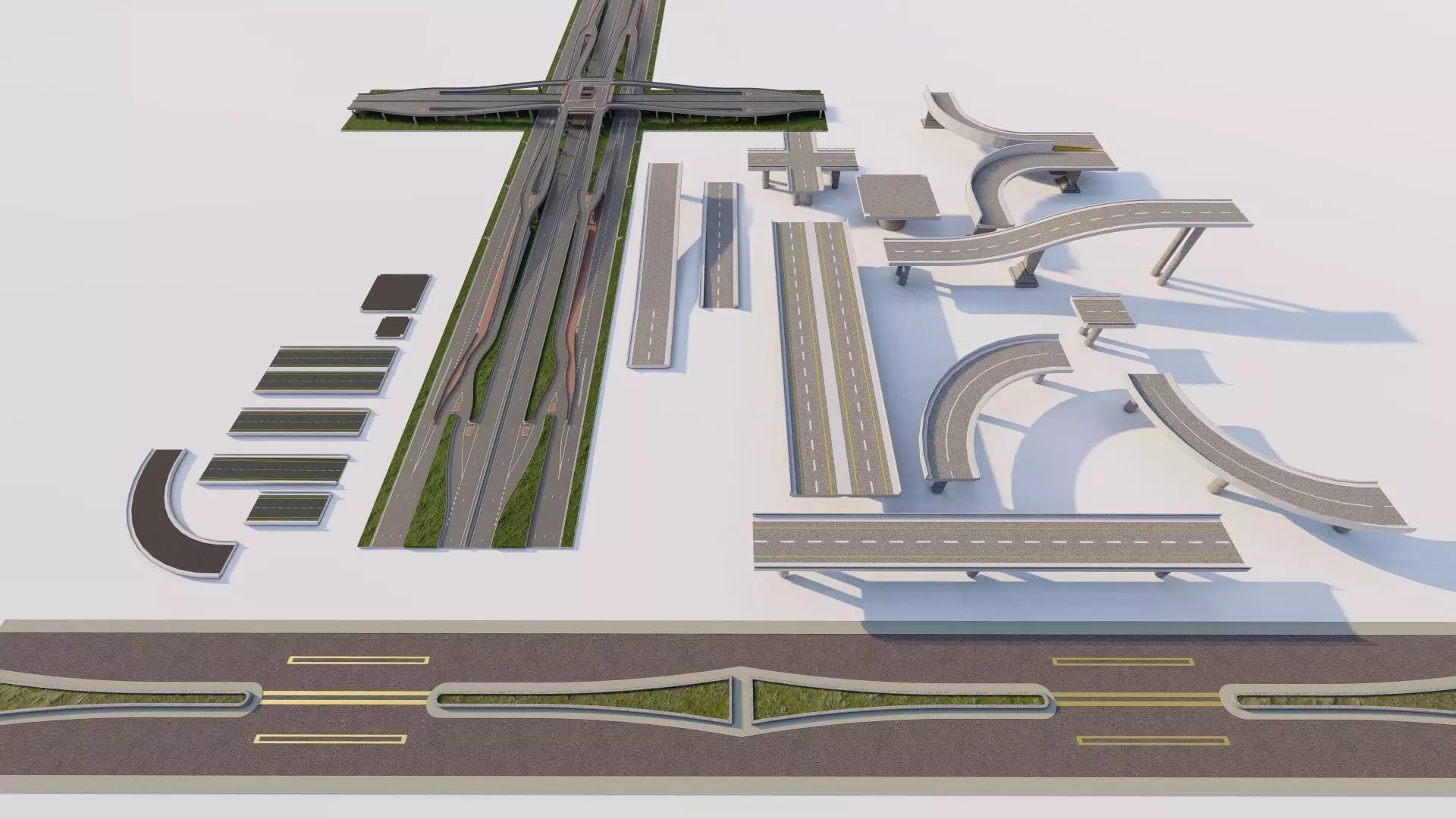 Road Pack - Extended-City Roads 3D model_0