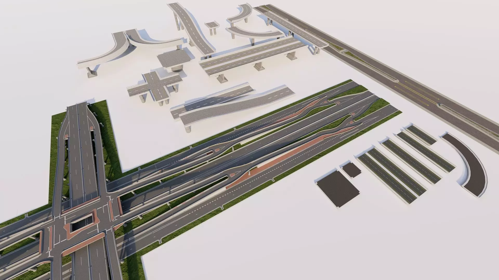 Road Pack - Extended-City Roads 3D model_7