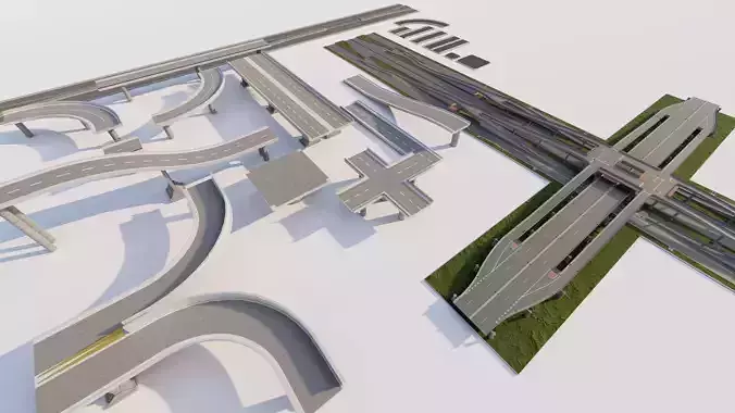Road Pack - Extended-City Roads 3D model 2