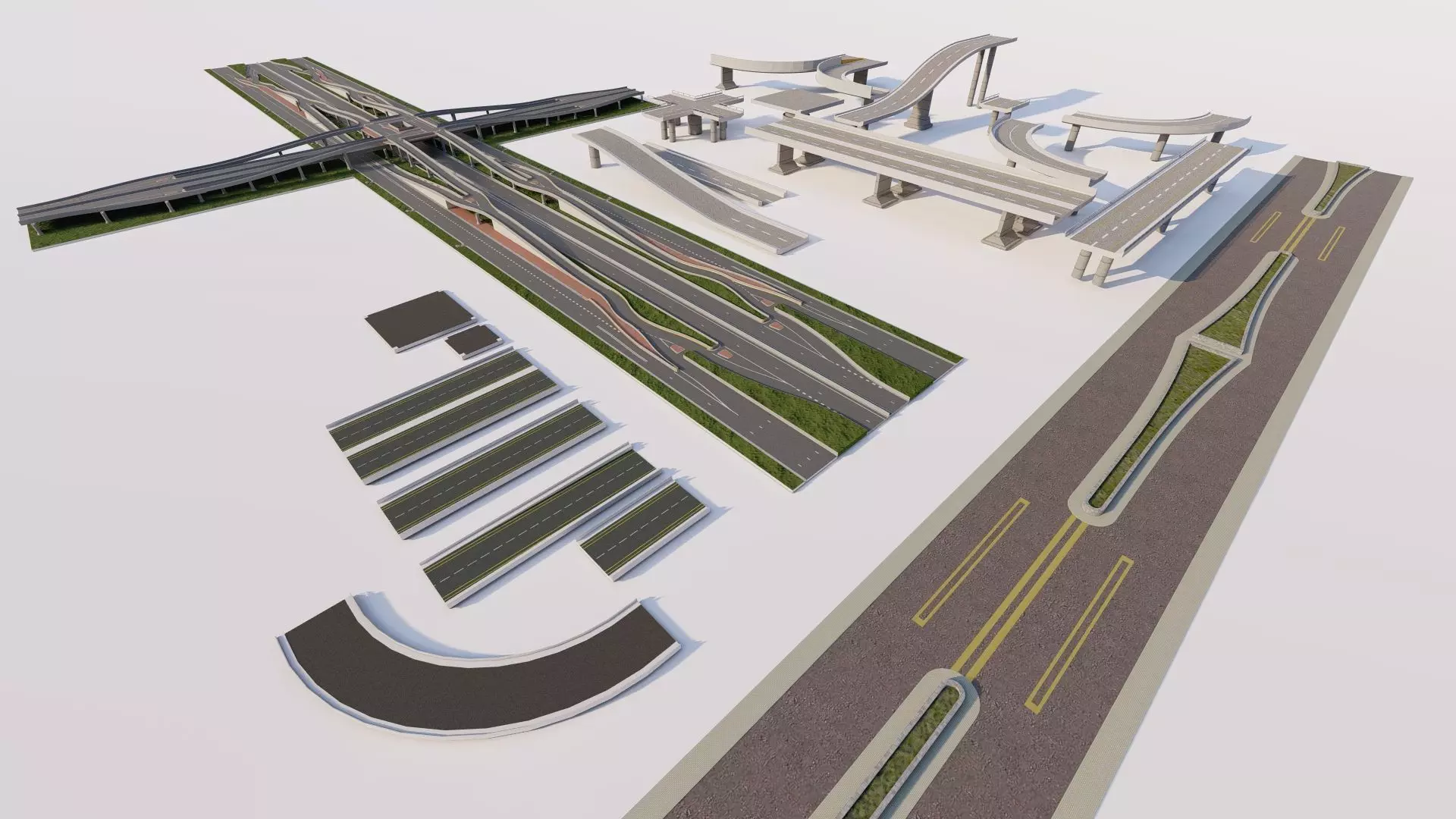 Road Pack - Extended-City Roads 3D model_5