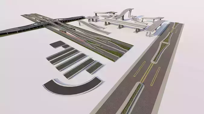 Road Pack - Extended-City Roads 3D model 7