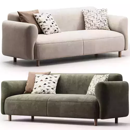 Straight sofa Pipel-3 Bucle White