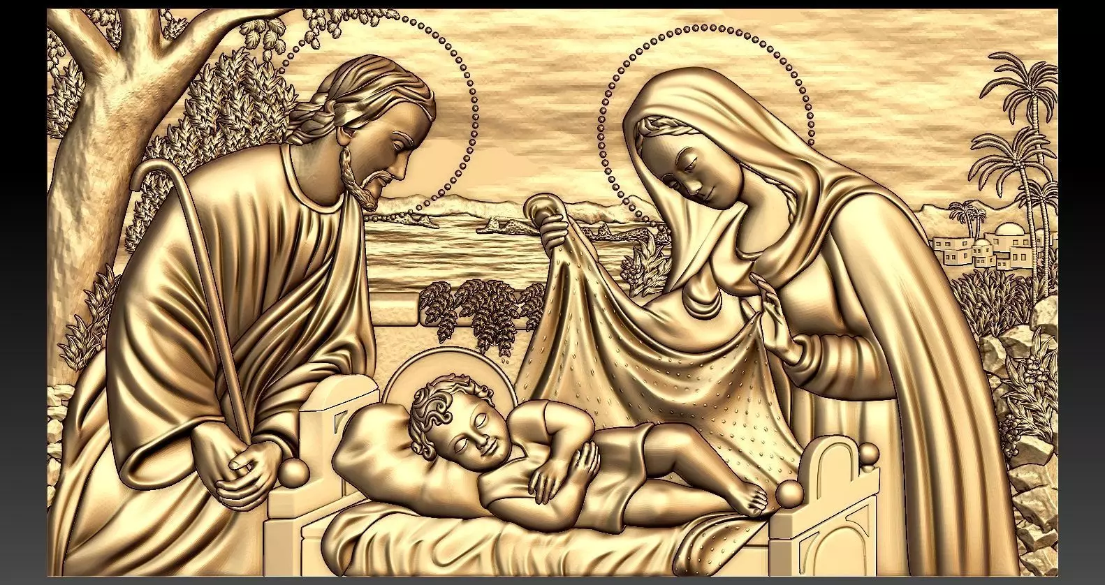 Jesus family with child 3D model_0